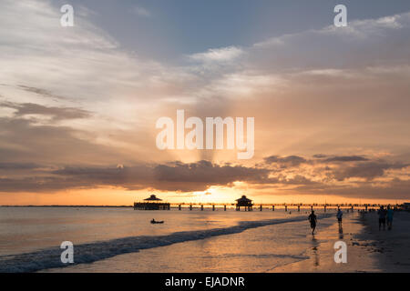 Sunset on Fort Myers Beach Stock Photo