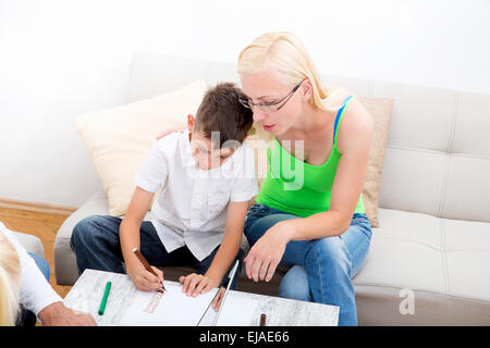 Happy family at home Stock Photo