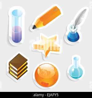 Sticker icon set for education Stock Photo