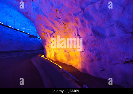 Famous Laerdal Tunnel in Norway Stock Photo