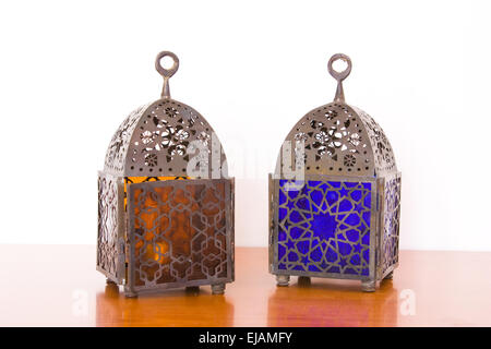 Egyptian lamps - metal and colored glass Stock Photo