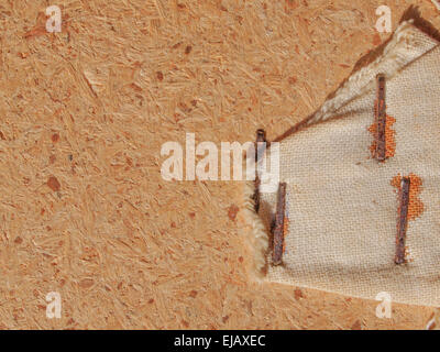 Brown hessian burlap texture and wood abstract background Stock Photo