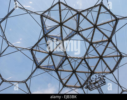 Close up of the hexagonal structure of the inside of one of the Eden projects Biomes Stock Photo