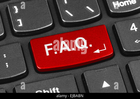 Computer notebook keyboard with FAQ key Stock Photo