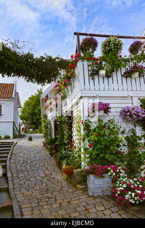 Street in old centre of Stavanger - Norway Stock Photo