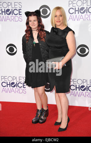 LOS ANGELES, CA - JANUARY 7, 2015: Patricia Arquette & daughter Harlow Olivia Calliope Jane at the 2015 People's Choice Awards at the Nokia Theatre L.A. Live downtown Los Angeles. Stock Photo