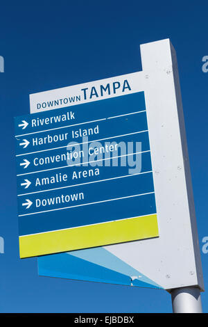 Attraction Guide Sign, Downtown Tampa, Florida, USA Stock Photo