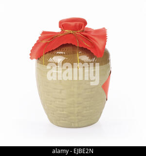 yellow rice wine jar on a white background Stock Photo