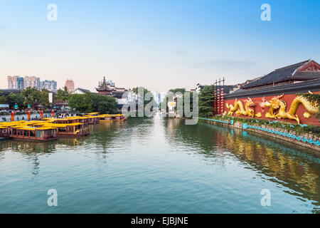 nanjing confucius temple at dusk Stock Photo