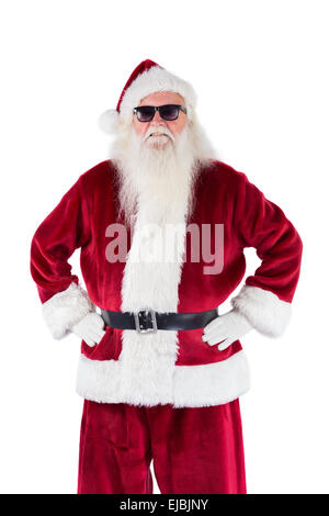 Santa Claus wears black sunglasses Stock Photo