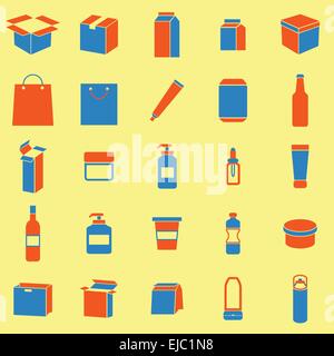 Packaging color icons on yellow background, stock vector Stock Vector