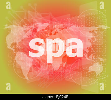 words spa on digital touch screen background Stock Photo