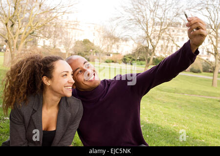 young couple taking a selfie Stock Photo