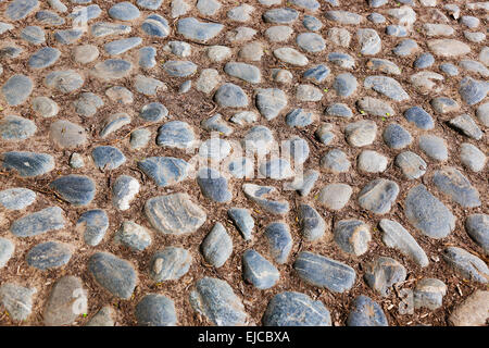 Retro cobblestone street Stock Photo