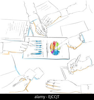 financial charts sketch business people team work group Stock Photo