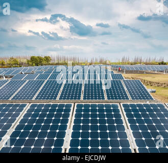 solar panels power plant Stock Photo