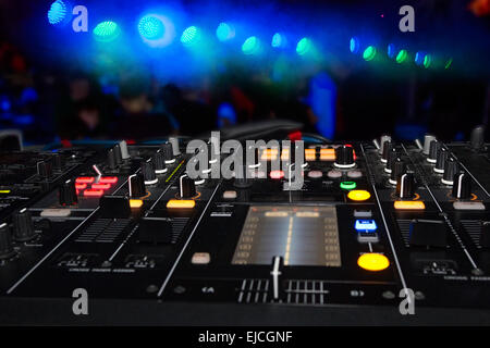 DJ stand in the club glow Stock Photo