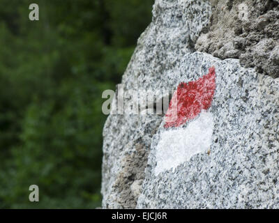 way marking on granite Stock Photo