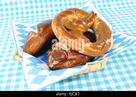 Pretzels in a basket Stock Photo