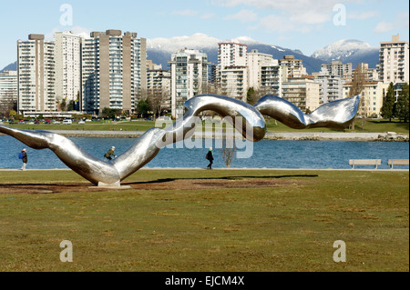 Freezing Water stainless steel sculpture by Jun Ren, Vanier Park, Vancouver, BC, Canada Stock Photo