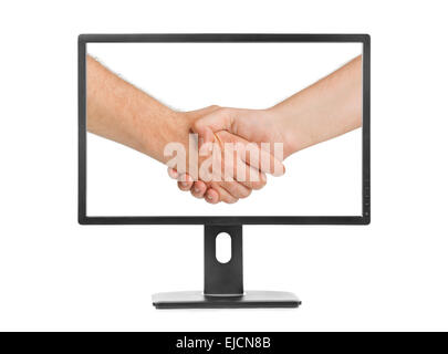 Virtual handshake - internet business concept Stock Photo