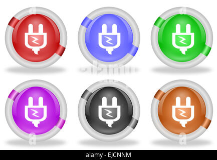 Electric plug icon on black background drawing by illustration. plug ...
