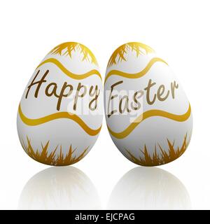 Happy Easter Written on Eggs Stock Photo