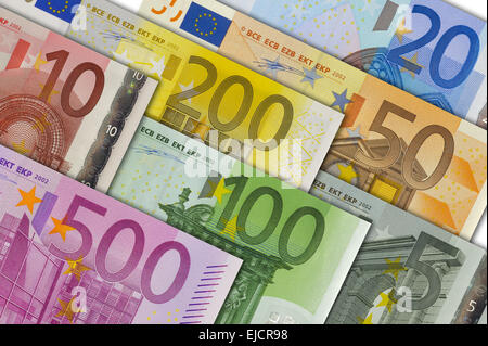 Euro currency banknotes Stock Photo