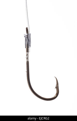 single fishing hook isolated over white Stock Photo