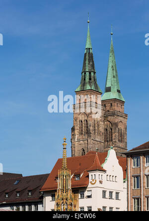 Nuremberg St Sebald Church towers Stock Photo
