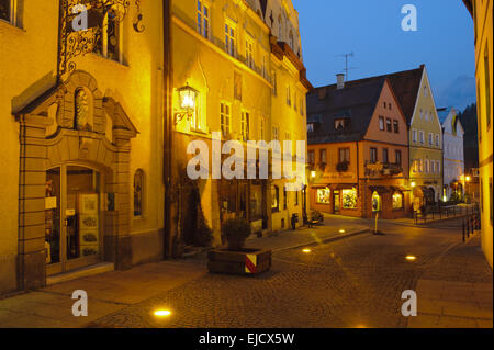 old town of german city Fuessen at night Stock Photo