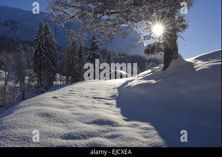 panorama landscape in Bavaria at winter Stock Photo