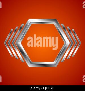 Abstract metal hexagon and arrows shape Stock Photo