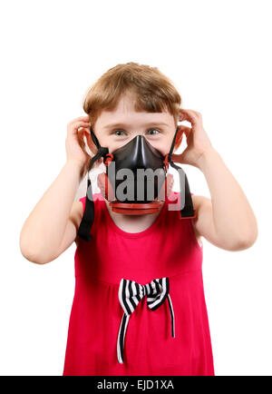 Little Girl in Gas Mask Stock Photo