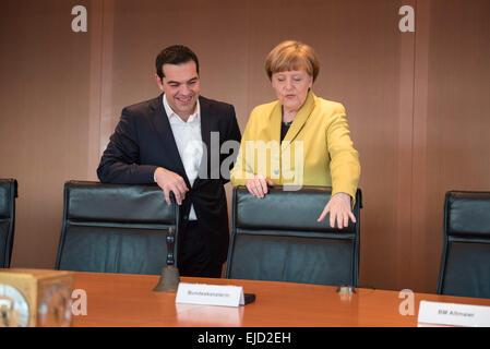 Berlin, Germany. 23rd Mar, 2015. Frau Merkel shows her place in the large kabinett room. © Aristidis Vafeiadakis/ZUMA Wire/Alamy Live News Stock Photo