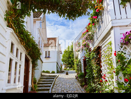 Street in old centre of Stavanger - Norway Stock Photo