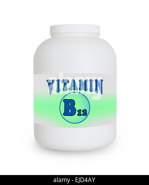 Vitamin B12 container, isolated on a white background Stock Photo