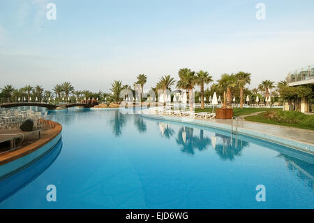 The big swimming pool and terrain of Anatolian high class hotel. Stock Photo