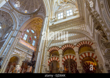 Christian area is mixed with Islam in the mosque of Cordoba, Spain Stock Photo
