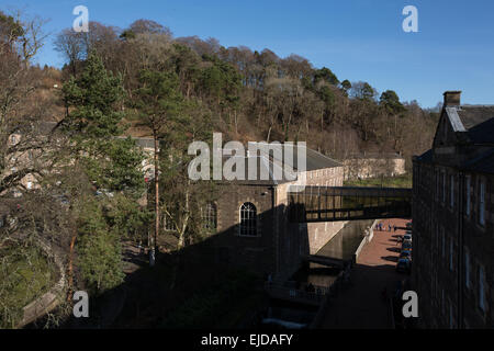 Robert Owen's mill, now a UNESCO World Heritage site, in New Lanark, Scotland, UK. Stock Photo