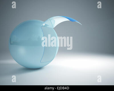 3d image of blue glass sphere with door Stock Photo - Alamy