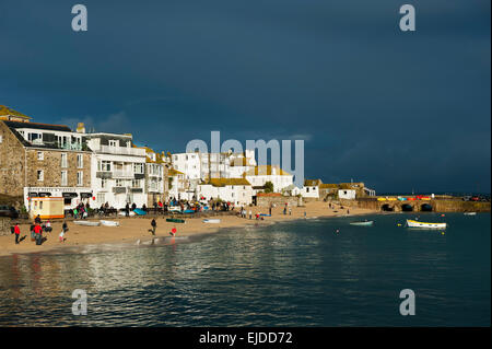 St. Ives Harbour and Beach Pier Cornwall England UK Europe Stock Photo