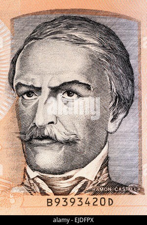 Detail from a Peruvian 100 Intis banknote showing Ramon Castilla - twice President of Peru Stock Photo