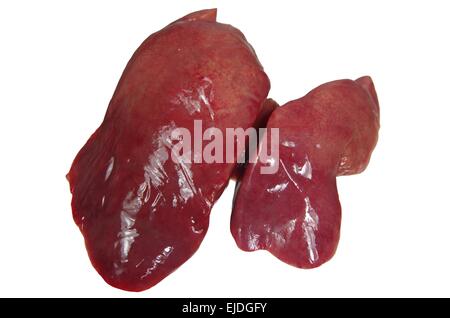 raw chicken liver isolated on white background Stock Photo