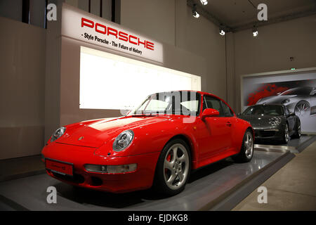 Porsche cars, Red dot design museum, Zeche Zollverein, Essen, Nordrhine Westphalia, Germany, Europe Stock Photo