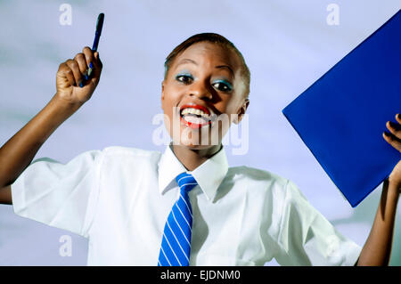 Kenyan school girl in studio setting Stock Photo