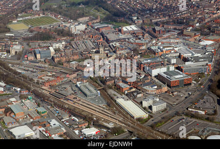 aerial view of Wigan town centre, Lancashire, UK Stock Photo