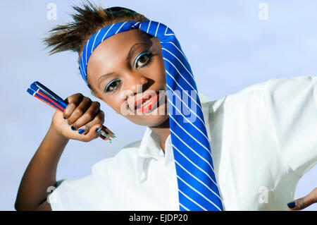 Kenyan school girl in studio setting Stock Photo