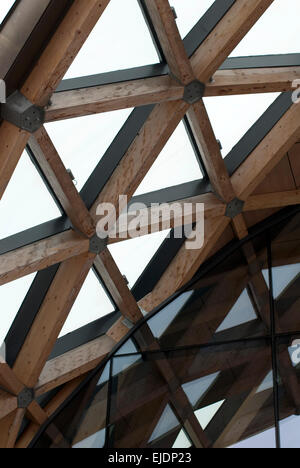 Image Showing The Contrast Of Wood And Glass Structure In The Roof Line ...