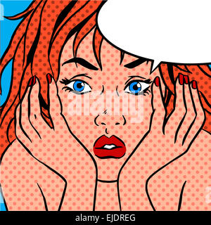 girl shocked Pop art vintage comic Stock Photo